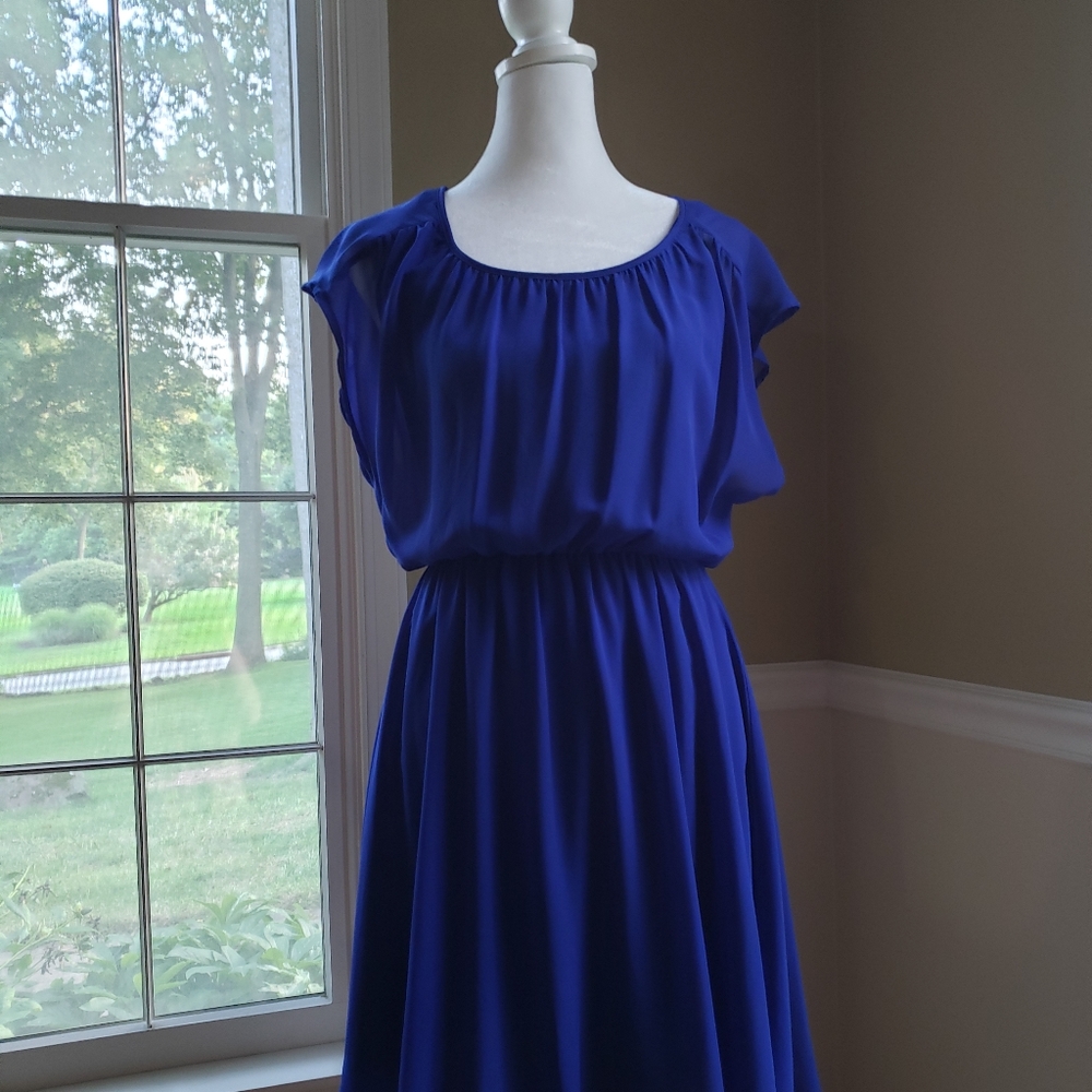 Royal blue chiffon dress